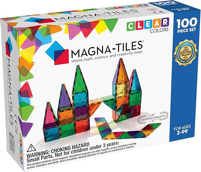Magna-Tiles 100-Piece Clear Colors Set, The Original Magnetic Building Tiles For Creative Open-En... | Amazon (US)