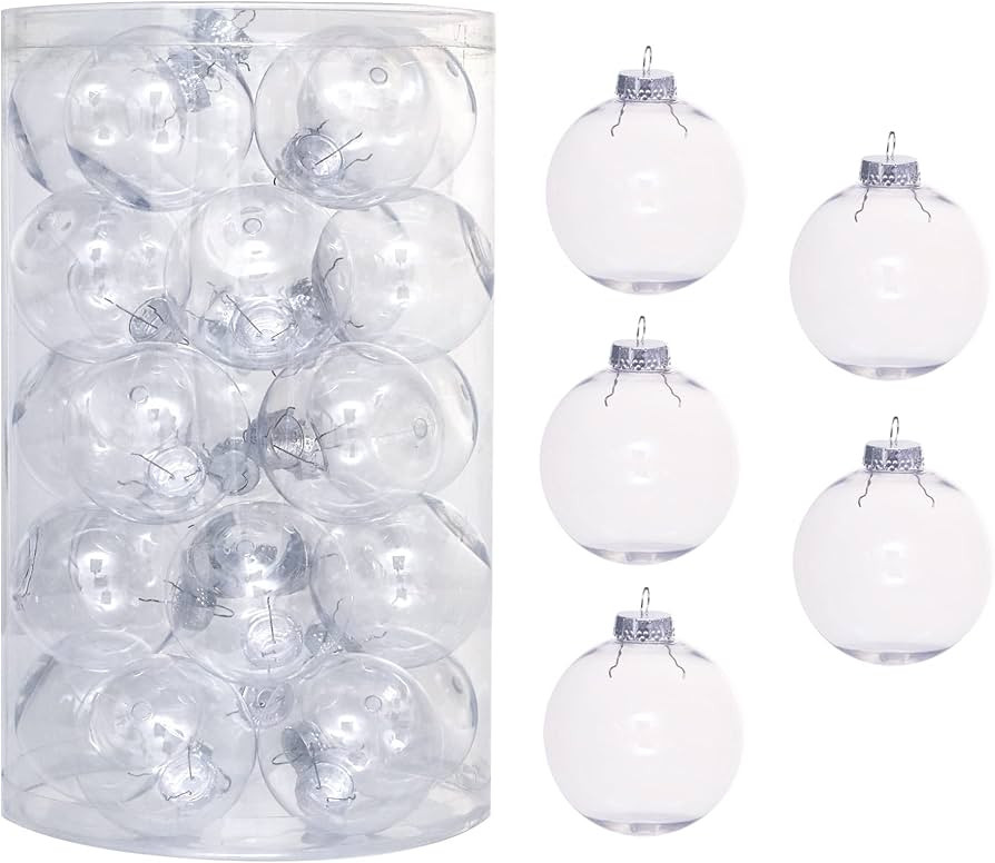 25PCS-2.63(67MM) Christmas PET Ball Ornaments Set,Clear Plastic Shatterproof Xmas Tree Ball,Hangi... | Amazon (US)