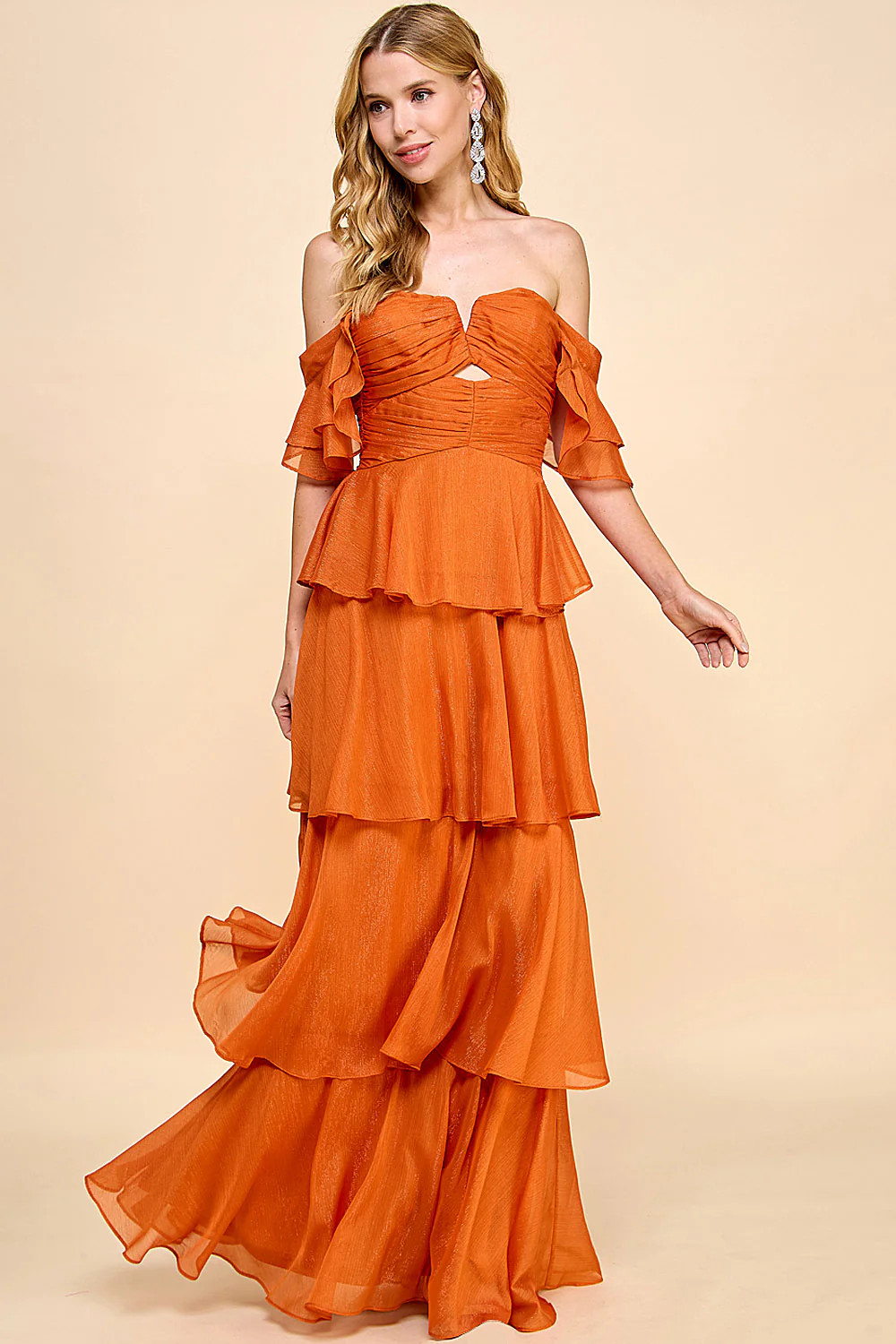 Clementine Maxi Dress - Orange Shimmer | Lady Black Tie | Lady Black Tie