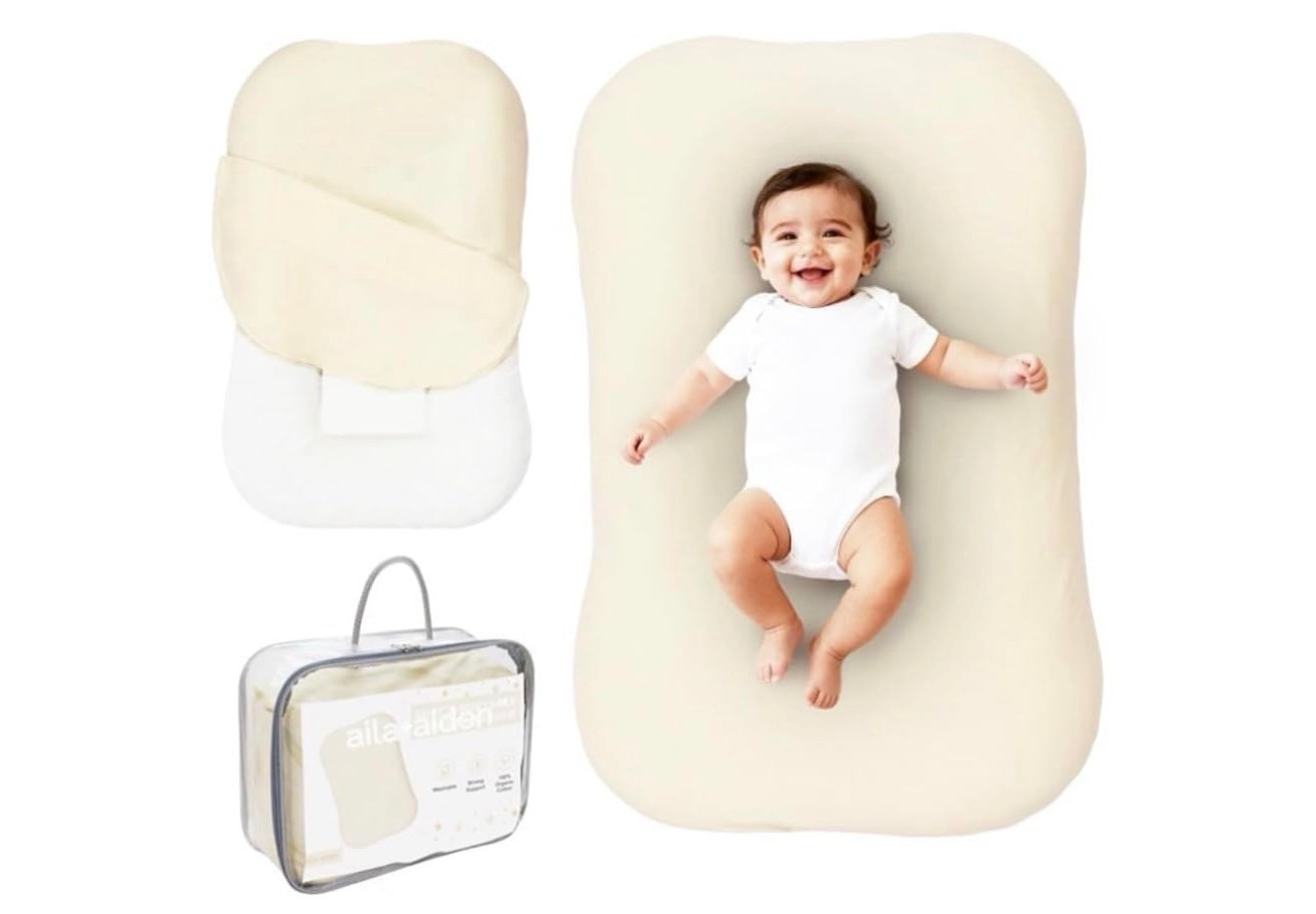 Aila + Aiden Baby Lounger | Organic Cotton Infant Lounger | Adjustable & Portable Floor Lounger |Supervised Use | Soft, Breathable, Washable Cover - Snuggle Collection - (Cream)

#LTKBaby #LTKKids #LTKmomlife