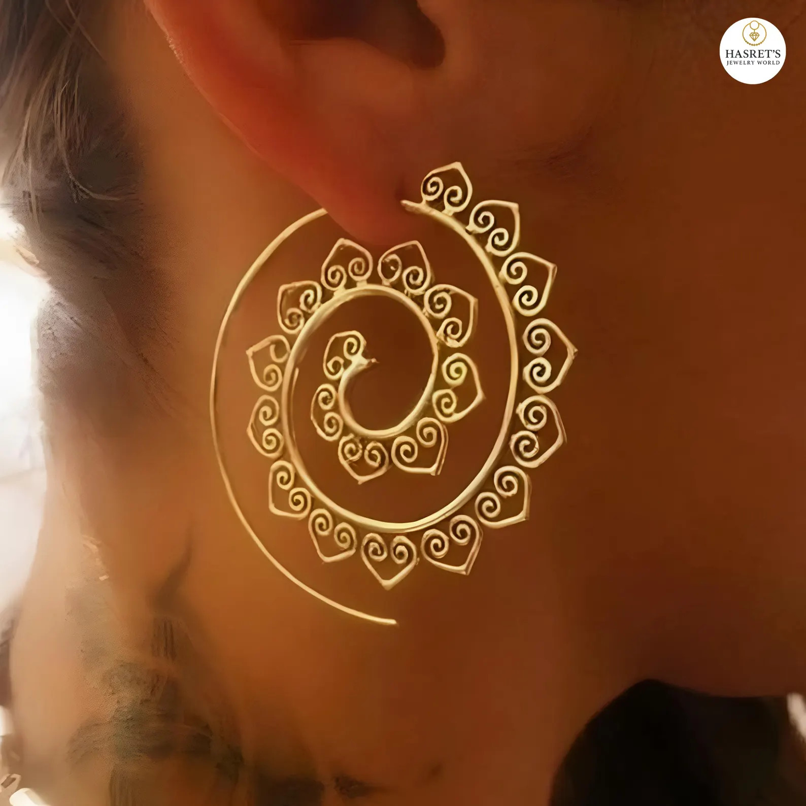 Gold Spiral Hoop Earrings – Boho Tribal Festival Jewelry | Etsy (Global)
