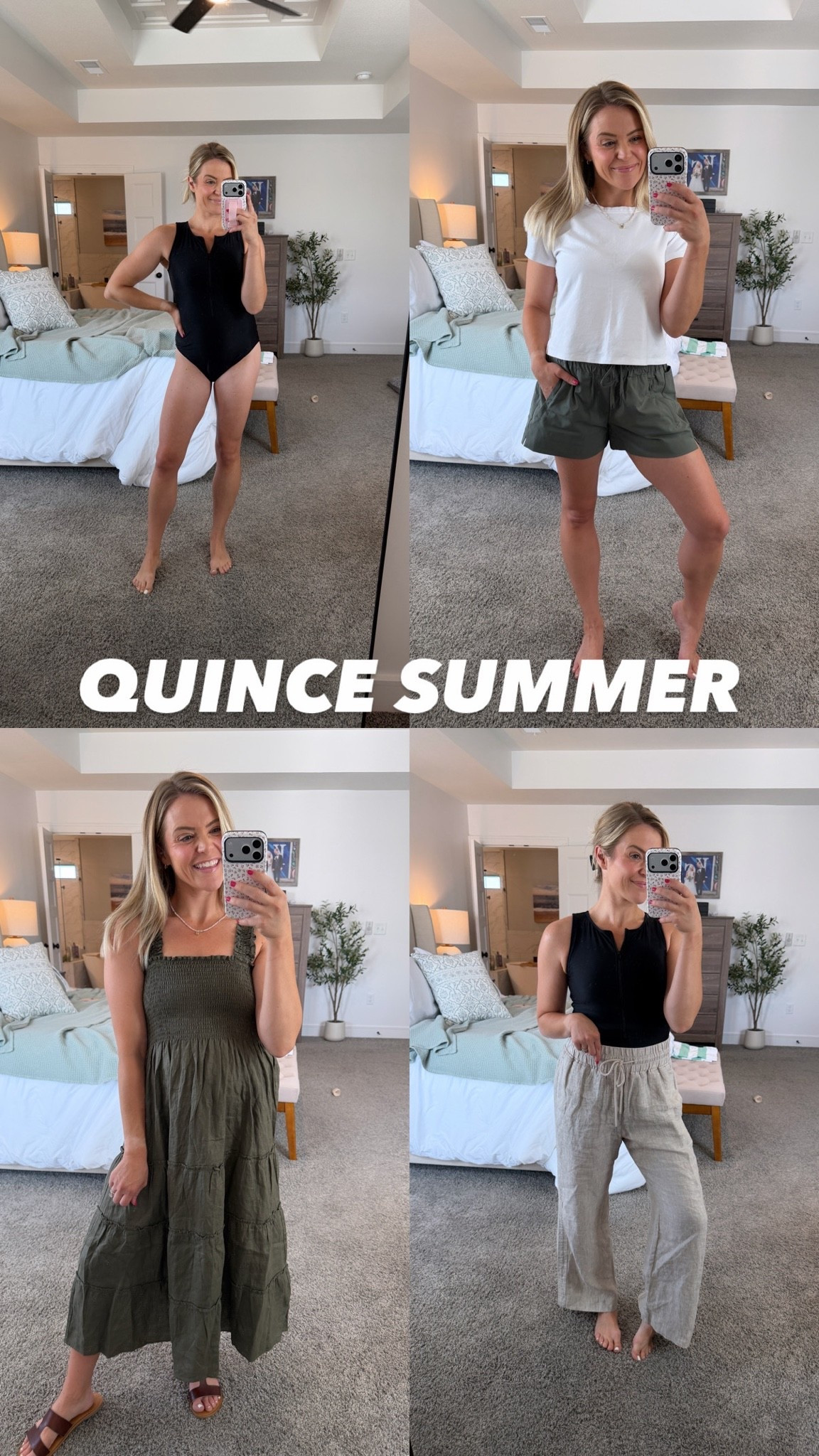 Love these summer quince finds! 

One piece swimsuit - full coverage 
Mid rise shorts - so comfy 
Midi dress - flowy & would be bump friendly! 
One piece paired with their linen pants! 

Wearing true size S in everything, I’m 5’2”

Summer outfits / petite style / swimsuit / bachelorette party

#LTKmomlife #LTKSeasonal