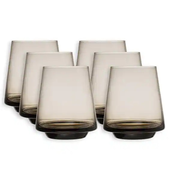 Stemless Wine Glass Set with Smokey Grey Clear Glass Finish, Set of 6 | Bed Bath & Beyond