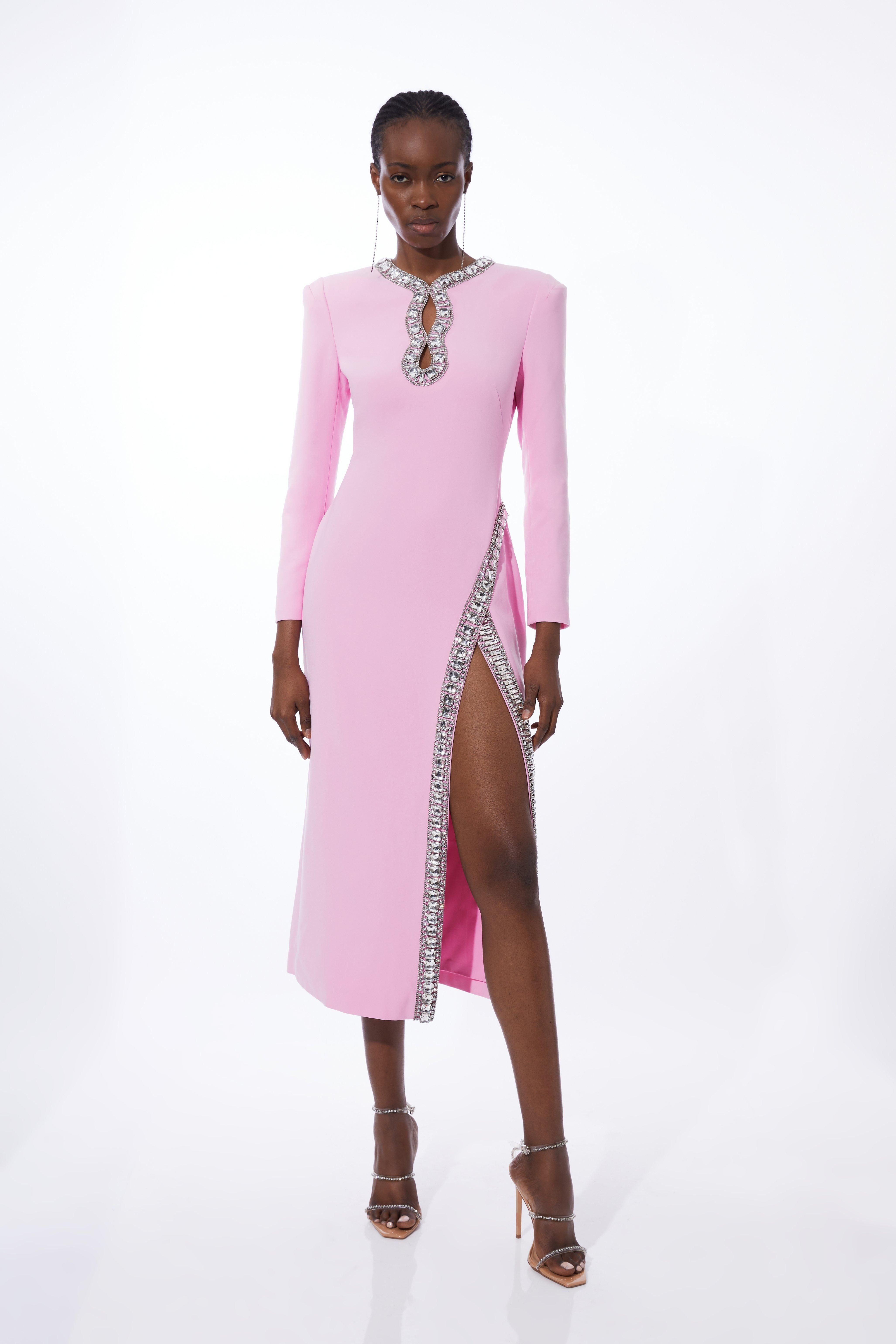 Cut Out Embellished Woven Maxi Dress | Karen Millen US