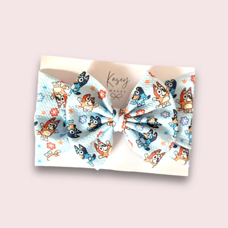BLUEY Inspired Hair Bows | BLUEY and BINGO Inspired Girls Bows, Headwraps, Scrunchies, Headbands,... | Etsy (US)