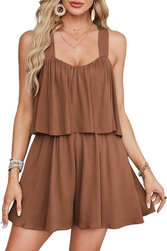 GRACE KARIN Women's Summer One Piece Rompers with Pocket Wide Leg Flowy Short Jumpsuit 2024 Beach... | Amazon (US)