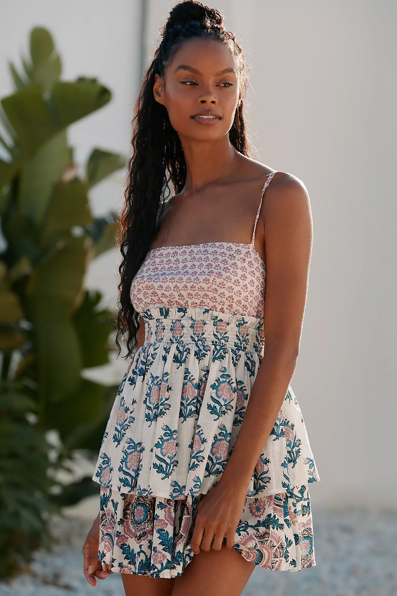 Celandine Straight-Neck Tiered Mini Dress | Anthropologie (US)