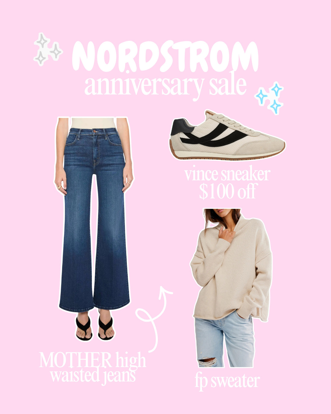 The Nordstrom Anniversary Sale has officially begun and these picks are leading the way!✨ Classic denim, a cozy knit, and a statement sneaker always make the best sale combo.

Icons: 7/14-7/17
Ambassadors: 7/15-7/17
Influencers: 7/16-7/17
Everyone: 7/18-8/9

Nordstrom Anniversary Sale
sale finds
MOTHER jeans
neutral outfit 

 #LTKgrwm #LTKootd #LTKSaleAlert