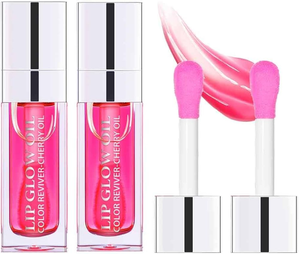 Lip Oil, Hydrating Lip Gloss, 2pcs Raspberry, Transparent Plumping Lip Gloss, Lip Care | Amazon (US)