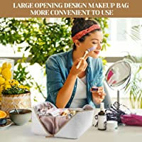 SFXULIX Large Capacity Cosmetic Bag -PU Leather Waterproof Women Portable Travel Makeup Bag With ... | Amazon (US)