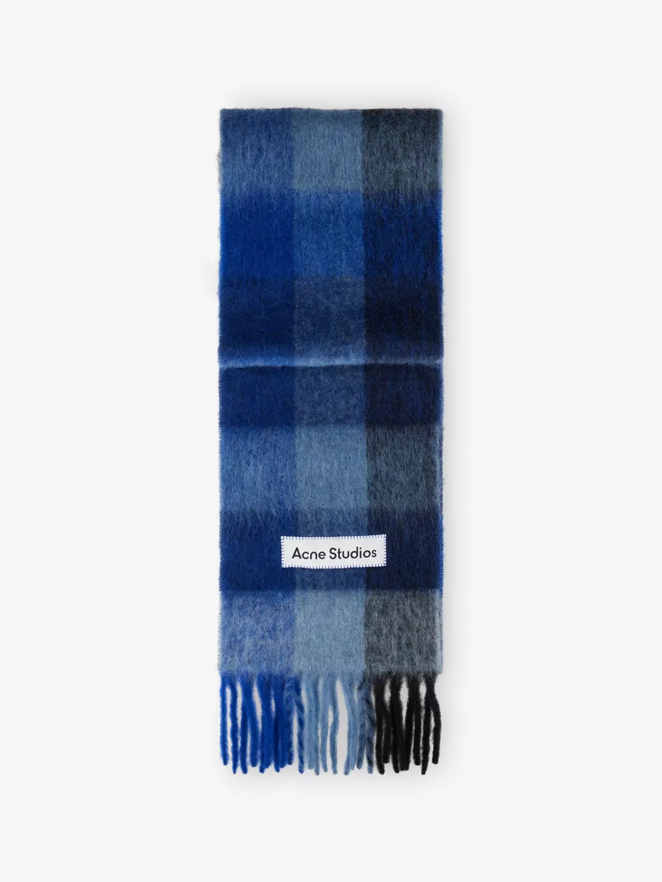 Check Fringed Wool-Blend Scarf | Selfridges