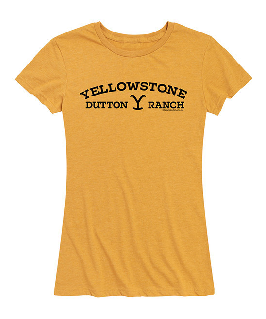 Hybrid Yellowstone Women's Tee Shirts HEATHER - Yellowstone Heather Golden Meadow Dutton Logo Relaxe | Zulily