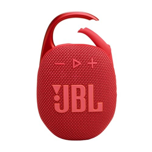 JBL Clip 5 - Ultra-Portable, Waterproof & Dustproof Bluetooth Speaker, Big Pro Sound with Punchy bass, Integrated Carabiner, Up to 12 Hours of Play, Made in Part with Recycled Materials (Red) | Amazon (US)