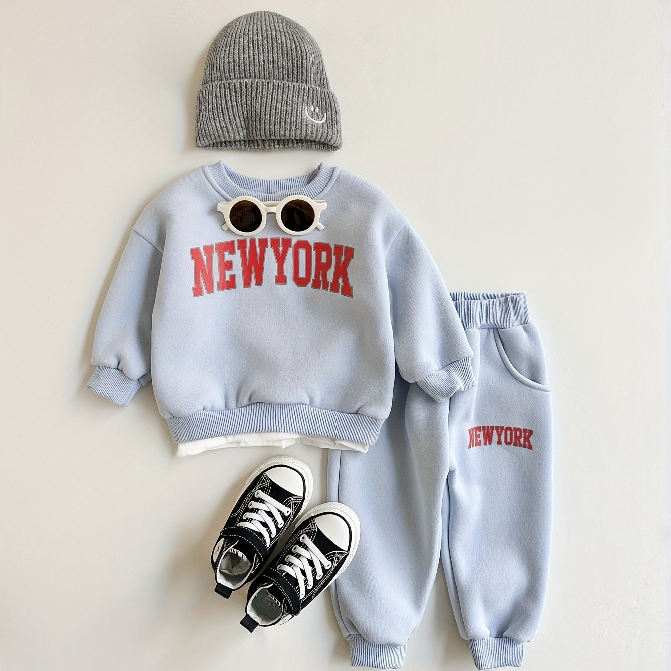 Baby's "new York" Print Trendy Long Sleeve Set Faux Two - Temu | Temu Affiliate Program
