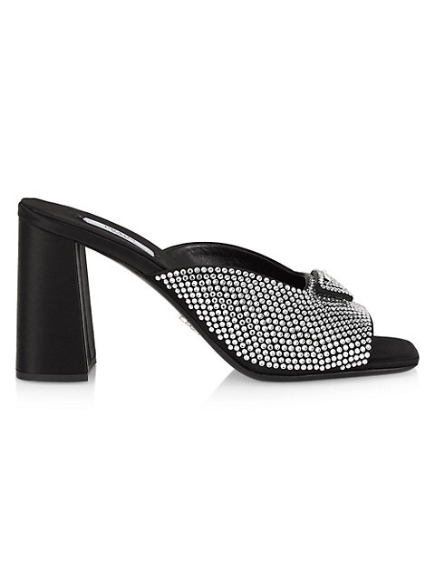Prada Crystal-Embellished Satin Mules | Saks Fifth Avenue
