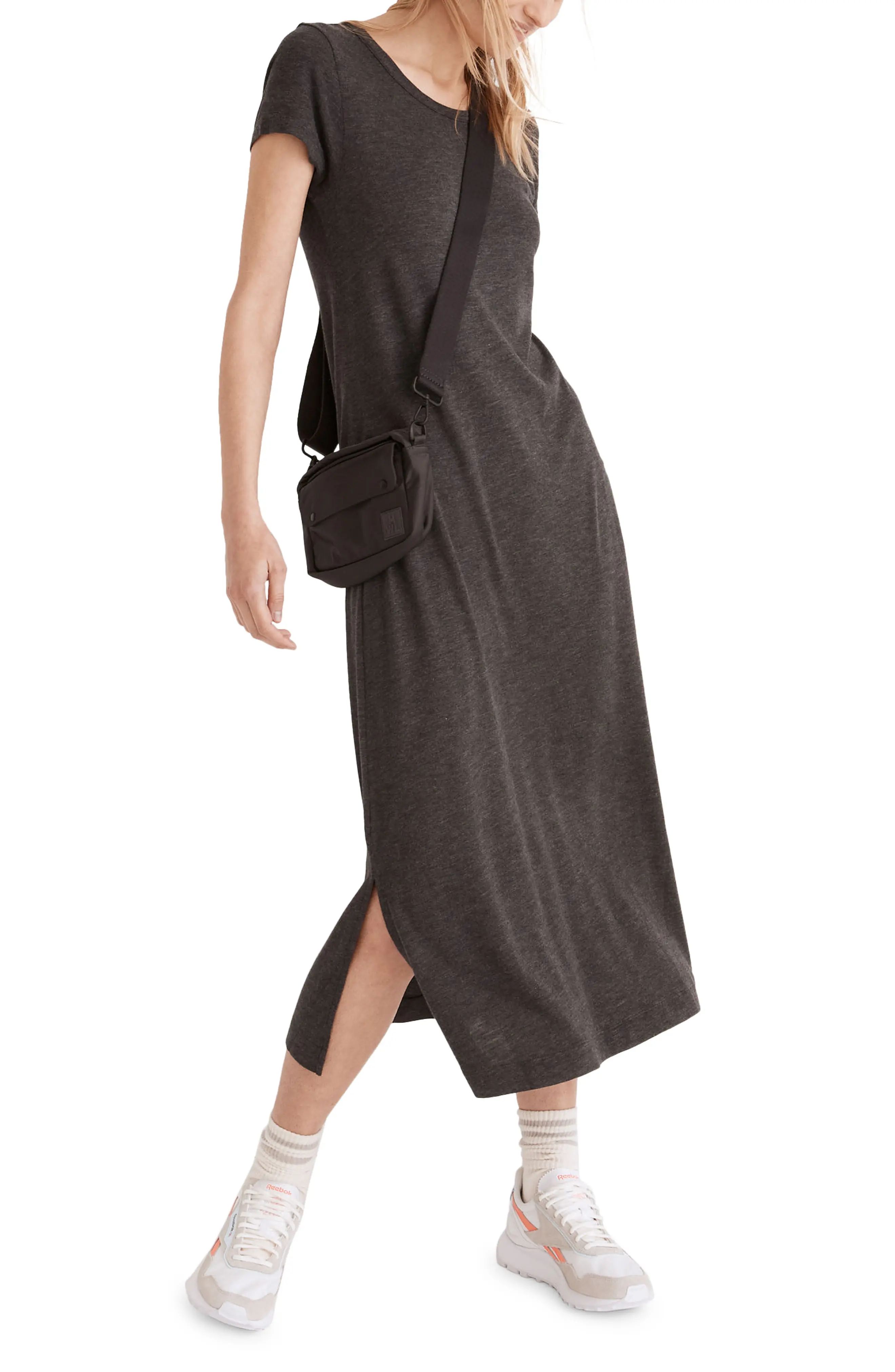 Madewell Relaxed Tee Dress in Heather Charcoal at Nordstrom, Size Small | Nordstrom