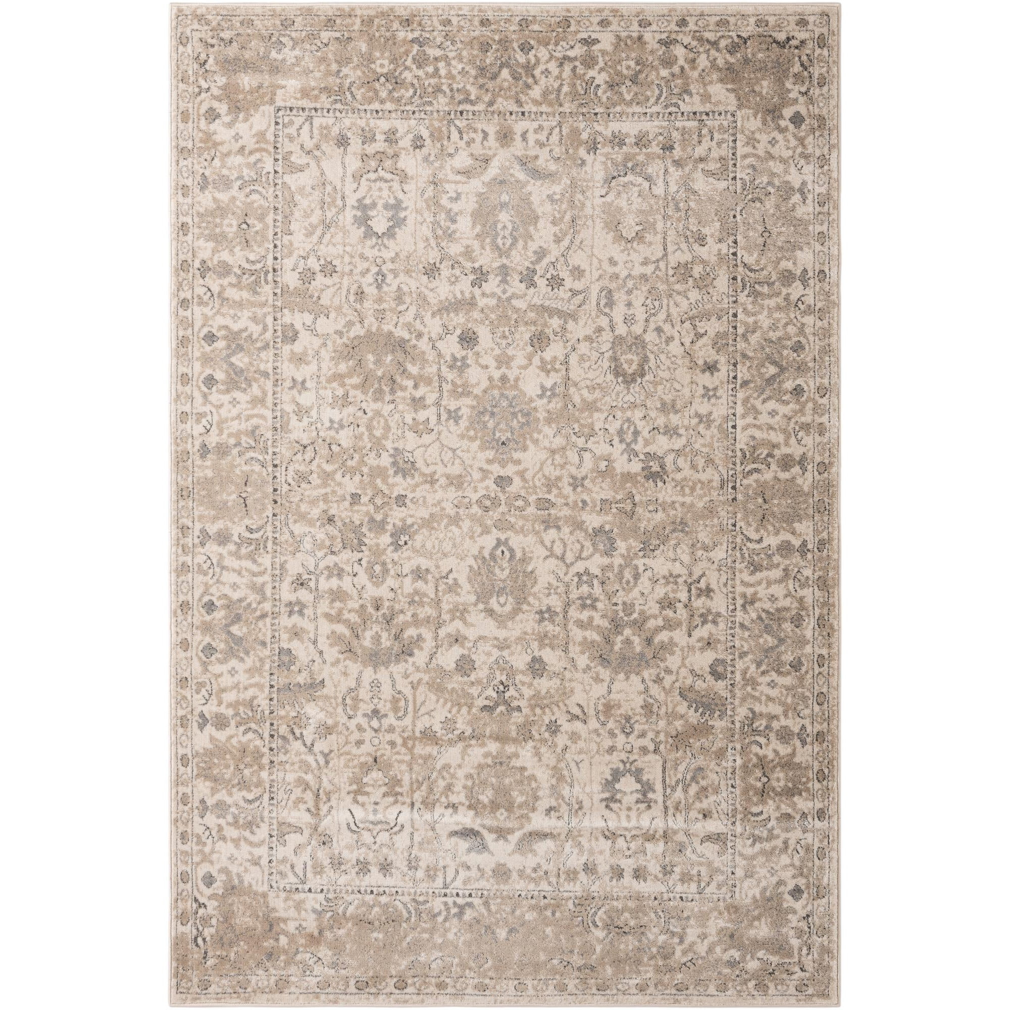 Unique Loom Portland Collection Area Rug - Central (6' 1" x 9' Rectangle Ivory/Gray) | Walmart (US)