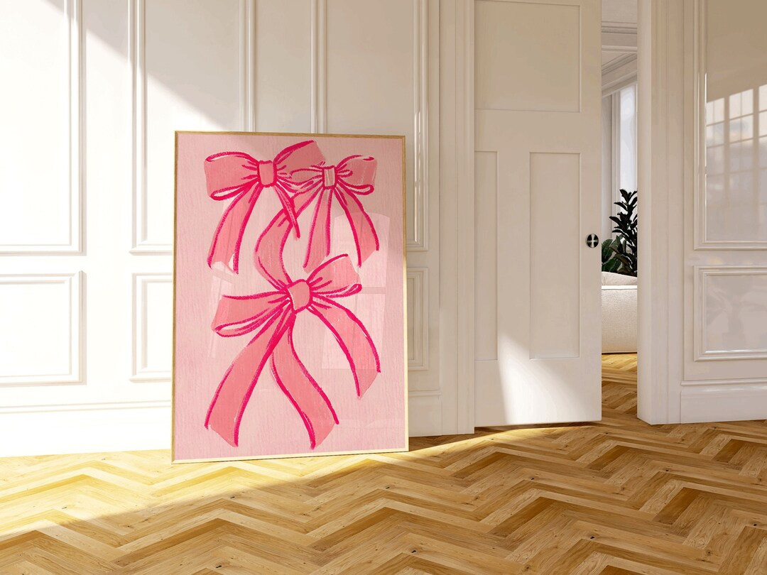 Balletcore Wall Art, Coquette Room Decor, Watercolor Bow Print, Grandmillennial Art, Pastel Blush... | Etsy (US)