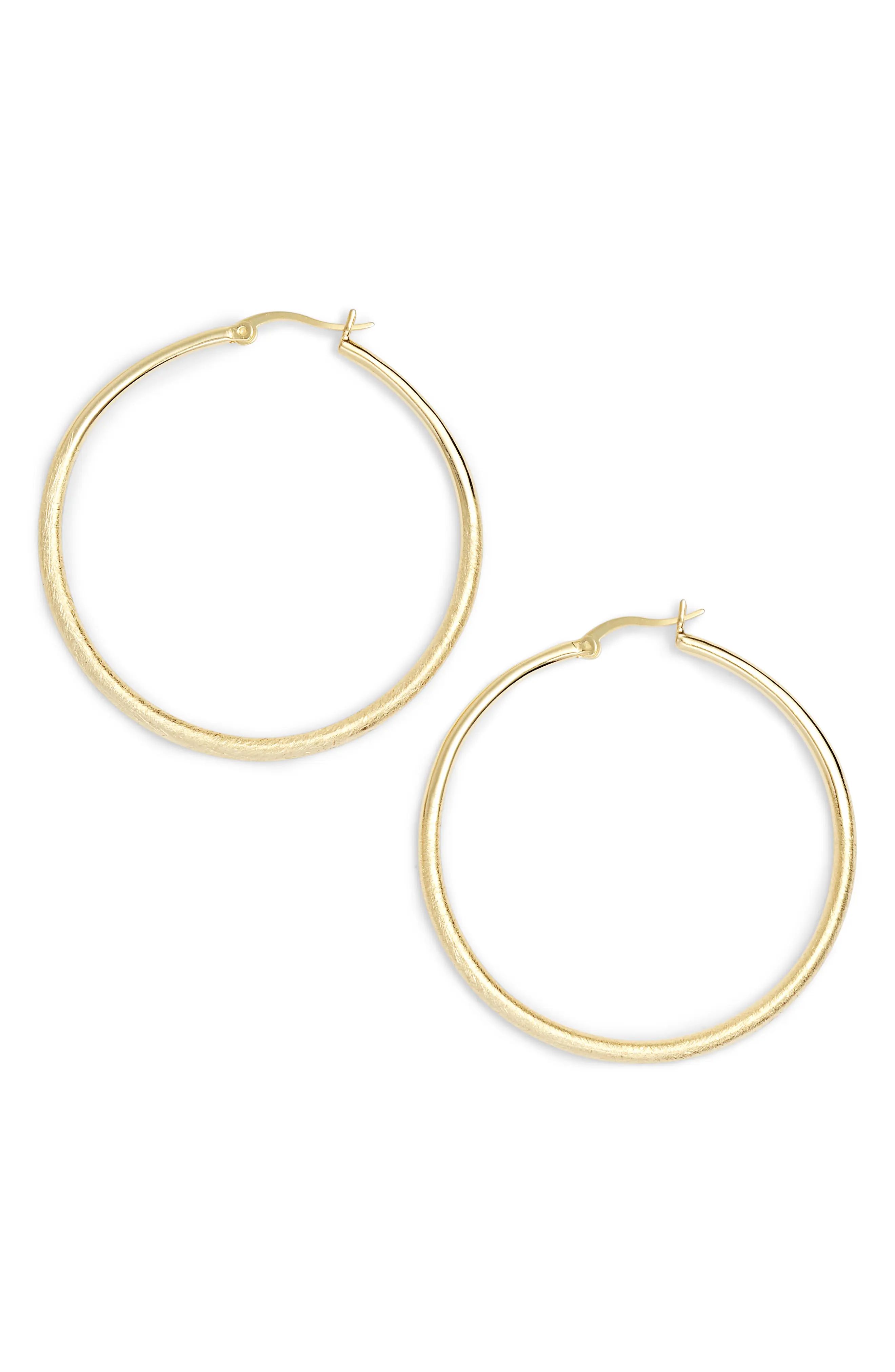 Halogen® Fine Texture Medium Hoop Earrings | Nordstrom