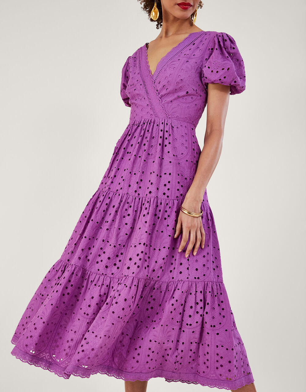 Fabiola Broderie Dress Purple | Monsoon (UK)