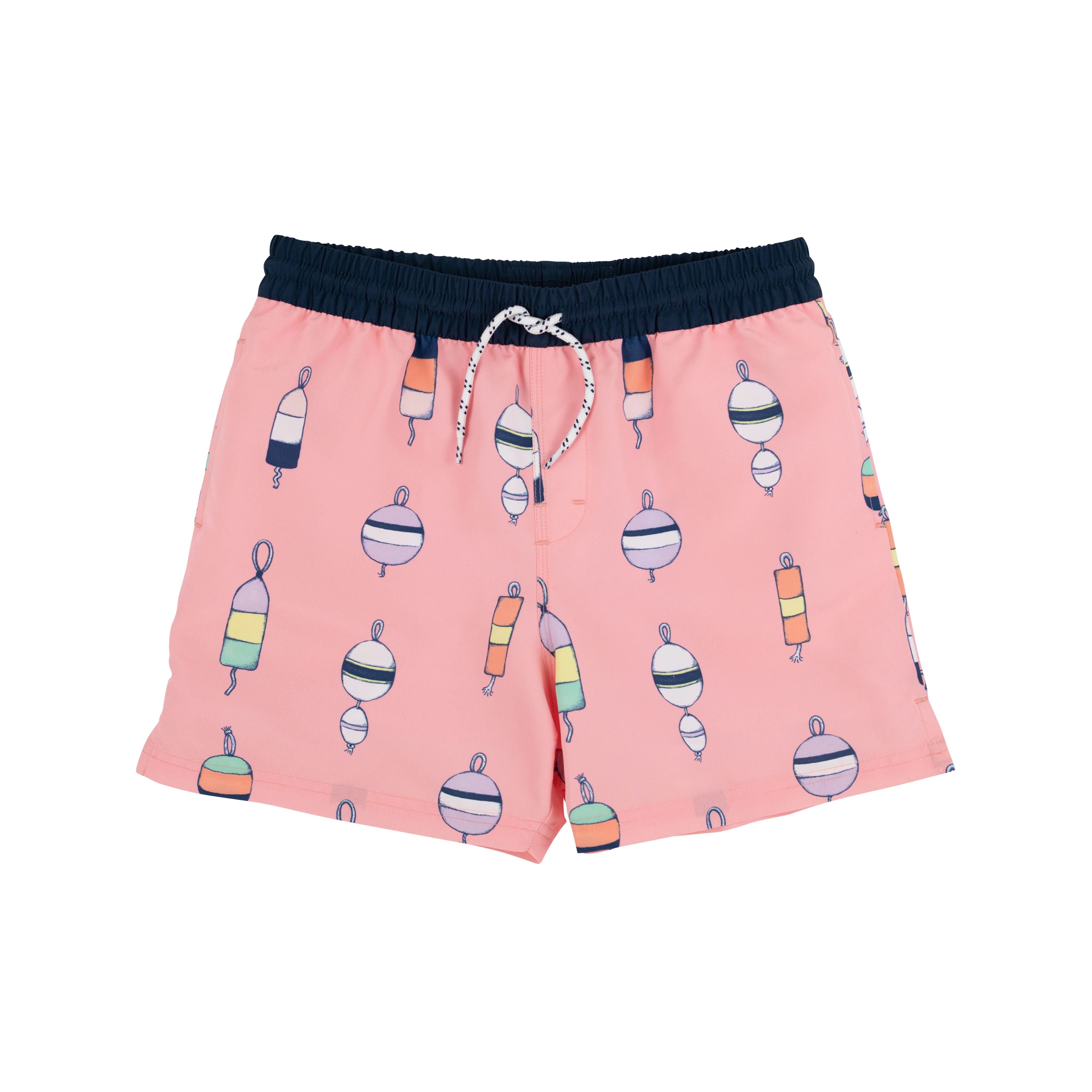 Tortola Swim Trunks - Winding Bay Buoy (Pink) with Nantucket Navy | The Beaufort Bonnet Company