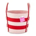 Valentine's Day Cotton Rope Storage Basket with Handle, Red & Pink Stripes, by Way To Celebrate | Walmart (US)