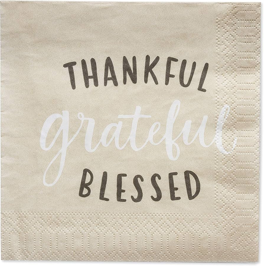 American Greetings 50-Count 6.5 in. x 6.5 in. Lunch Napkins, Grateful Thanksgiving Party Supplies | Amazon (US)
