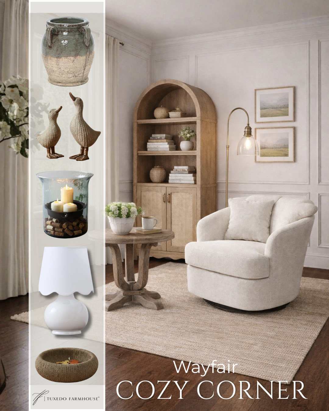 A cozy corner, styled to feel effortless and refined 🤍
Layering natural textures + soft neutrals always creates the most inviting spaces.
Everything linked for you ✨ #LTKhome #homestyling #collectedhome 

 #LTKSeasonal #LTKHome #LTKSaleAlert