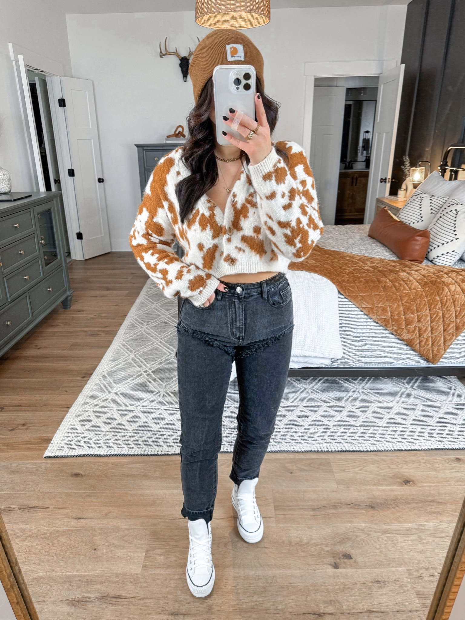 Sweater — medium
Pants — 26

forever 21 outfit | affordable outfit | affordable fashion | platform white leather converse sneakers outfit | casual outfit ideas | brunch outfit | casual running errands outfit | cow print cardigan outfit | high waist black straight jeans outfit | comfy cozy sweater outfit | cropped cardigan outfit 



#LTKsalealert #LTKfindsunder50 #LTKstyletip