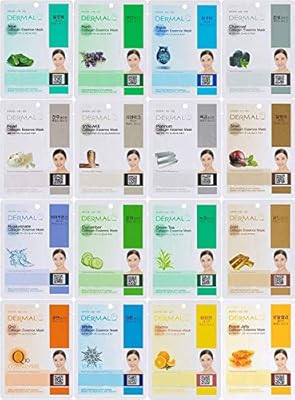 Dermal Korea Collagen Essence Full Face Facial Mask Sheet, 16 Combo Pack | Amazon (US)