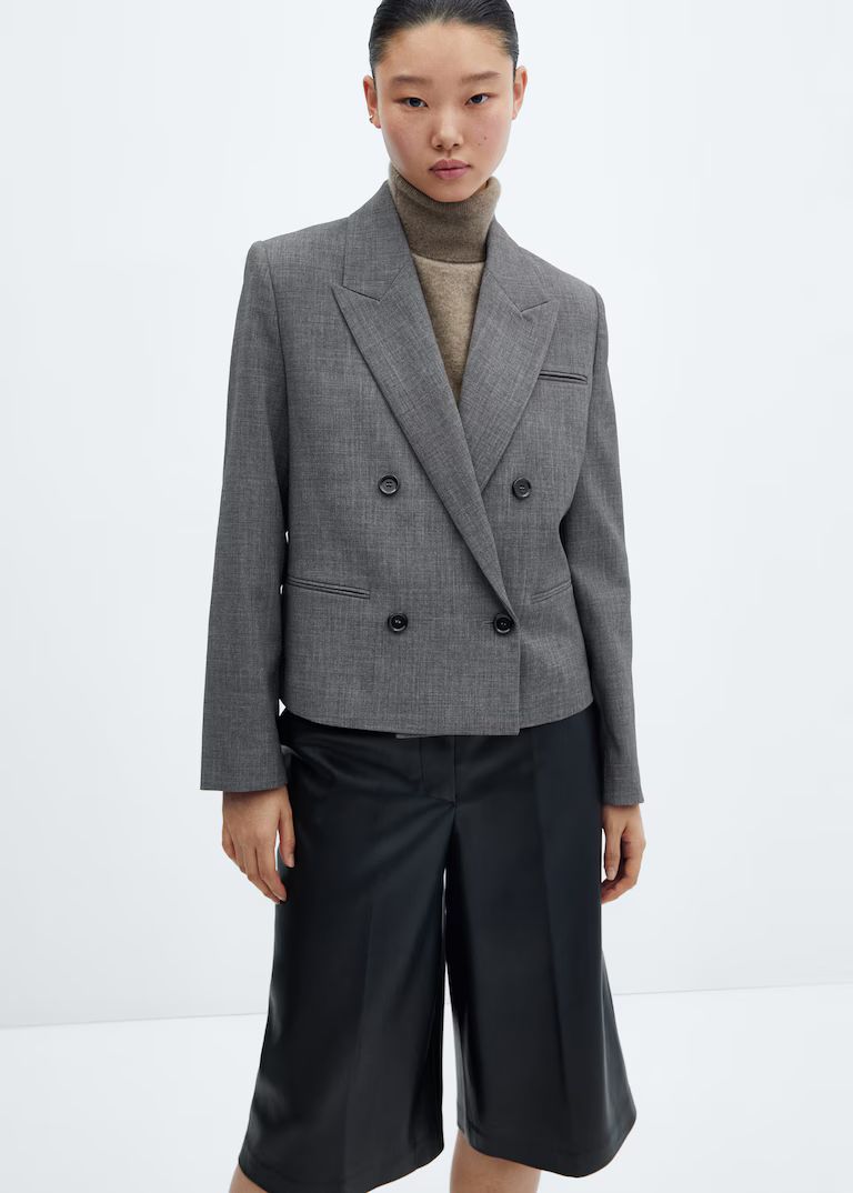 Short double breasted blazer -  Women | Mango United Kingdom | MANGO (UK)