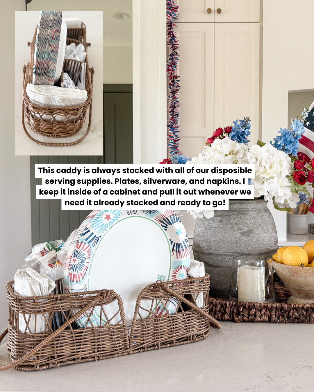 I keep this stocked with all our paper plates and grab-and-go supplies. So easy for hosting or weeknight chaos.

Walmart summer, Walmart finds, kitchen caddy, paper plate organizer, hosting hack, pantry station 

 #LTKSeasonal #LTKHome #LTKFindsUnder50