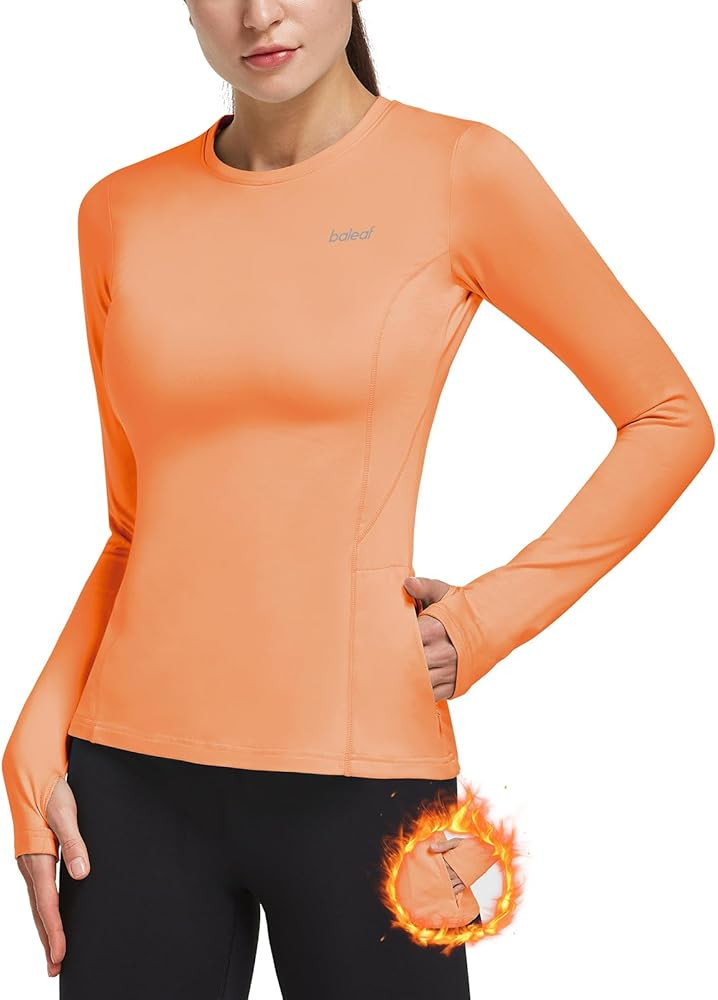 baleaf Thermal Shirts for Women Long Sleeve Fleece Tops Running Workout Cold Weather Gear Compres... | Amazon (US)