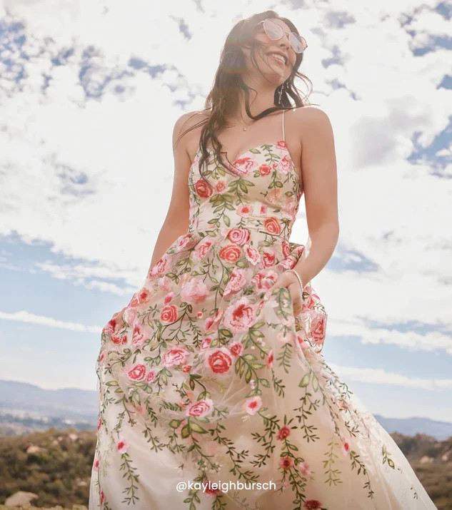 Felicity Lace-Up A-Line Floral Tulle Ball Gown | Windsor Stores