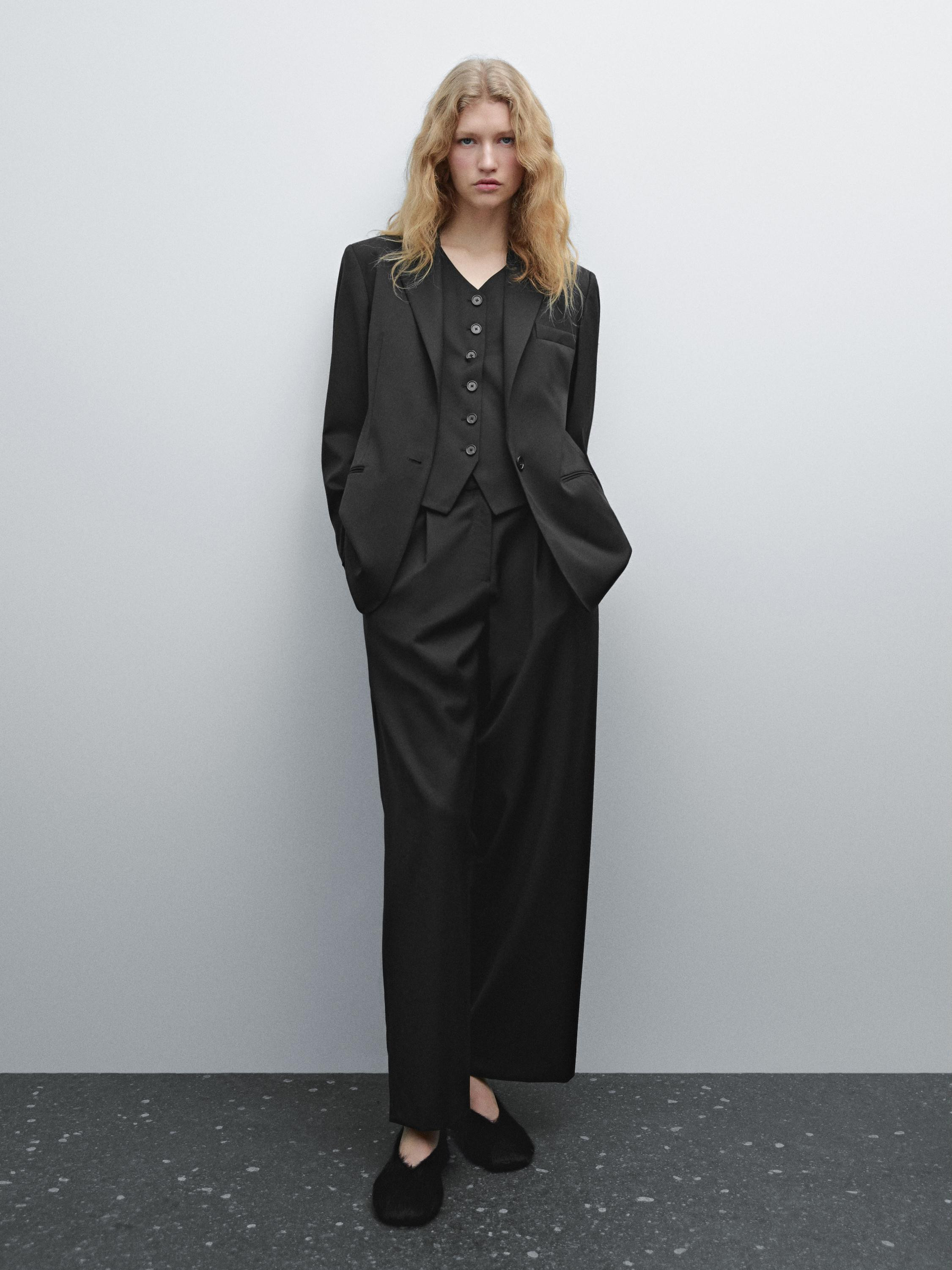 Relaxed fit cool wool trousers | Massimo Dutti US