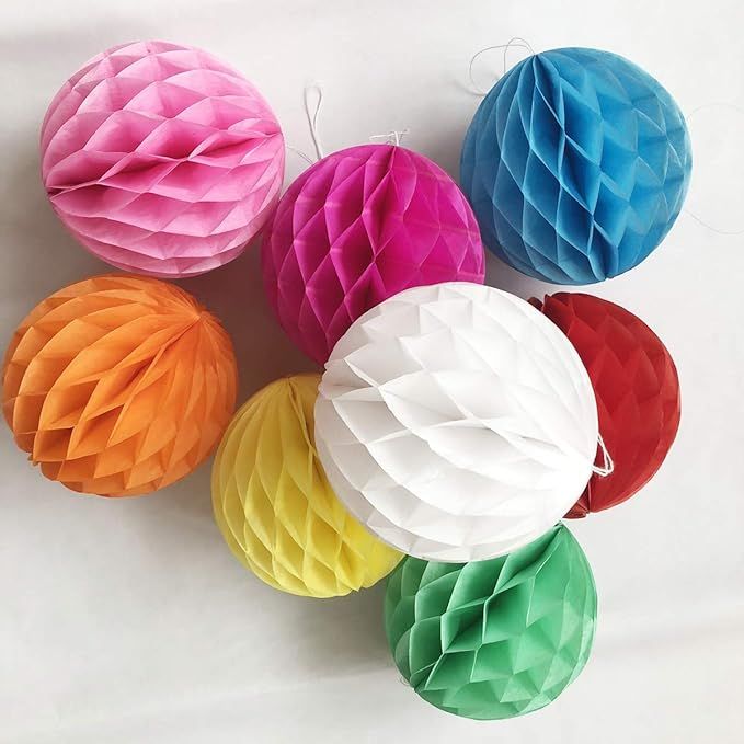 8pcs 10 inch Paper Honeycomb Balls Decorative Tissue Honeycomb Balls Paper Pom Poms Flower Balls ... | Amazon (US)