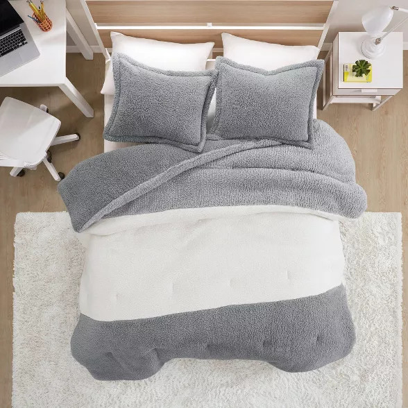 Remy Color Block Overfilled Sherpa Comforter Set | Target