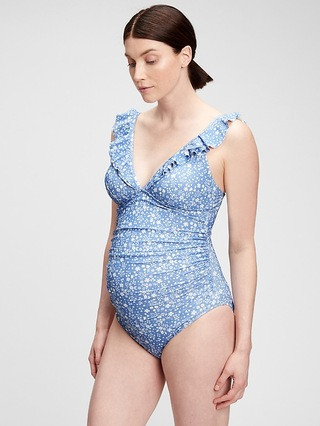 GapMaternity / SwimMaternity Recycled Ruffled V-Neck One-Piece Suit | Gap (US)