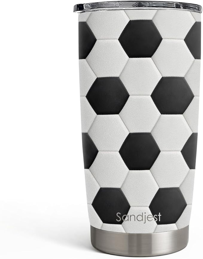 Soccer Tumbler 20oz Stainless Steel Insulated, Travel Coffee Cup, Sport Tumblers Gifts for Soccer... | Amazon (US)