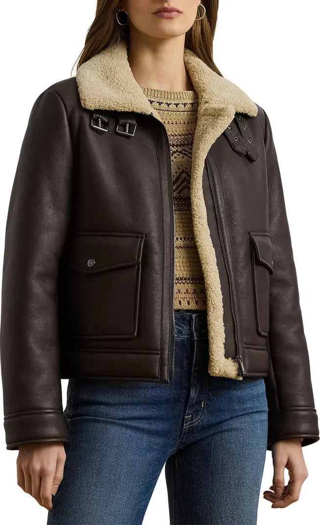Faux Leather & Faux Shearling Bomber Jacket | Nordstrom