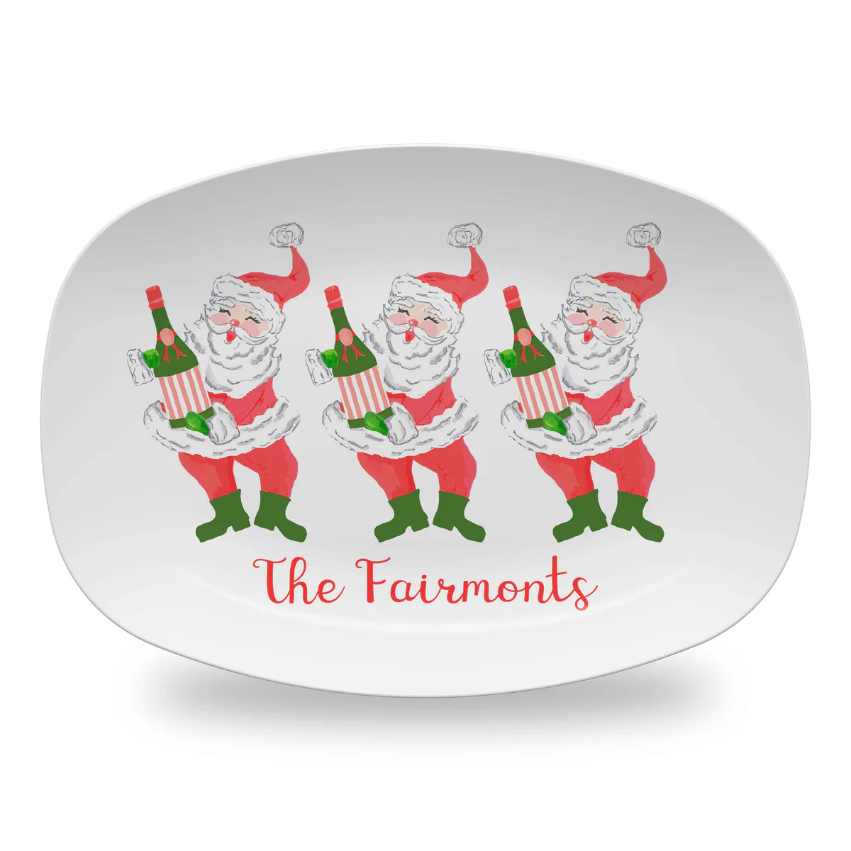 Prosecc-Ho-Ho-Ho Personalized Melamine Platter, Red | Taylor Beach Design