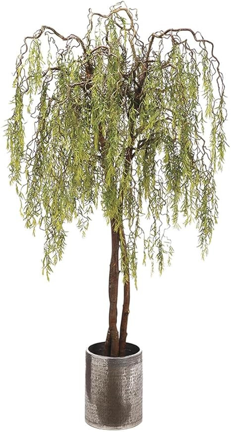 8' Weeping Willow Silk Tree w/Aluminum Planter -Green | Amazon (US)