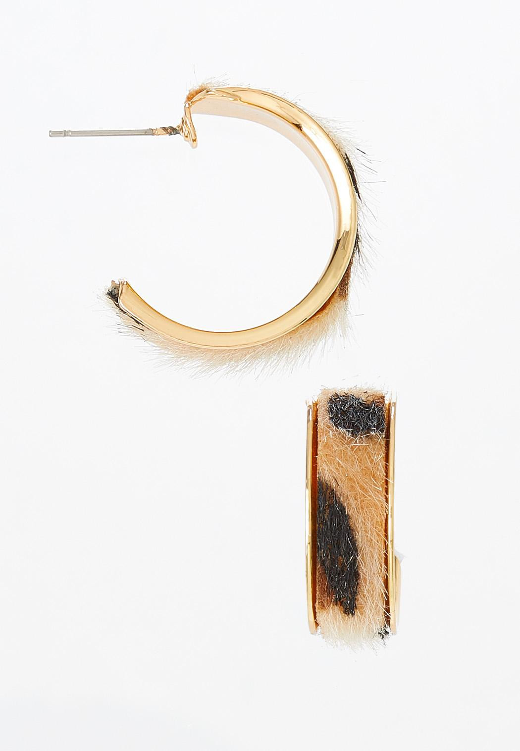 Textured Leopard Hoop Earrings | Cato Fashions
