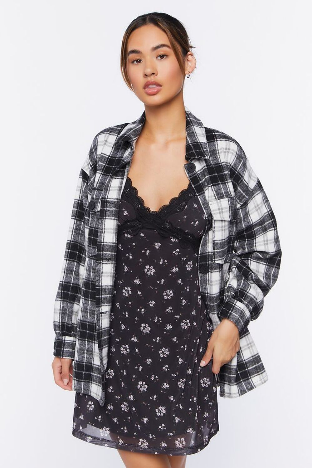 Plaid Button-Up Shacket | Forever 21 | Forever 21 (US)