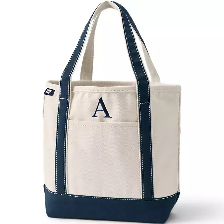 Pre-Monogrammed Letter A Canvas Tote Bag | Lands' End (US)