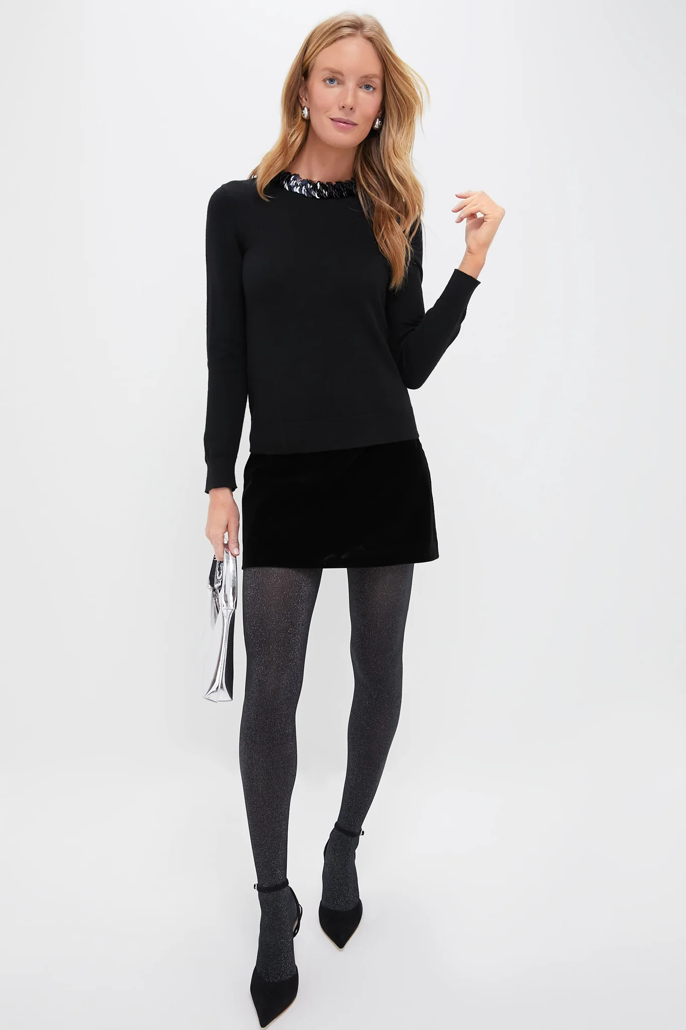 Black Silver Stardust Tights | Tuckernuck (US)