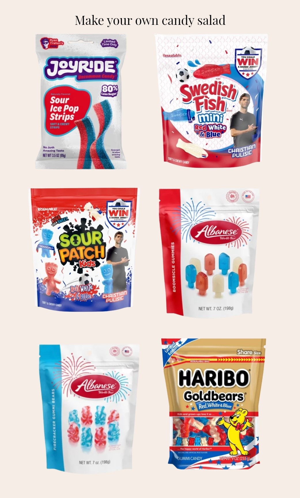 Target
Make your own candy salad for your 4th of July celebration 🤍♥️💙