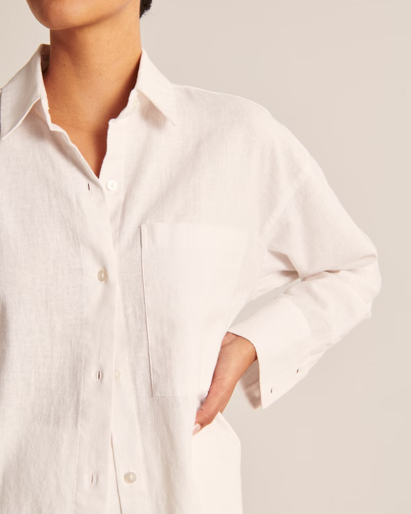 Oversized Linen-Blend Shirt | Abercrombie & Fitch (US)