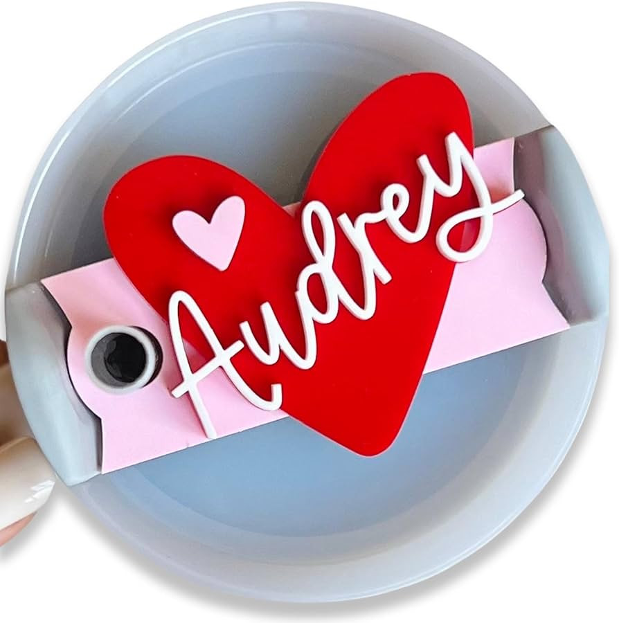 Personalized Valentine's Day Heart Topper, Personalized Heart Name Tag Tumbler Gift, Custom Heart... | Amazon (US)