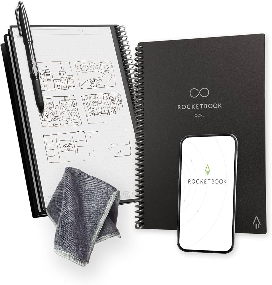 Rocketbook Core Reusable Spiral Notebook, Executive Size 6x8.8, Black - Dotted Pages, App-Connect... | Amazon (US)